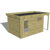 Abri de jardin bois Pin autoclave 27mm - 4,44x2,64m / 11,7m2 - Bac acier Abri Français