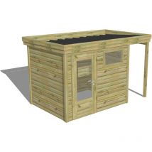 Abri de jardin bois Pin autoclave 27mm - 3,64x2,14m / 7,8m2 - Bac acier Abri Français