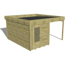 Abri de jardin bois Pin autoclave 27mm - 4,14x4,34m / 18m2 - Bac acier - Plancher bois