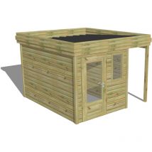 Abri de jardin bois Pin autoclave 27mm - 3,14x3,44m / 10,8m2 - Bac acier Abri Français