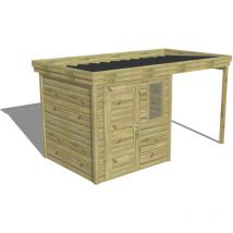 Abri de jardin bois Pin autoclave 27mm - 4,14x2,14m / 8,9m2 - Bac acier Abri Français