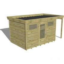 Abri de jardin bois Pin autoclave 27mm - 4,44x2,64m / 11,7m2 - Bac acier - Plancher bois