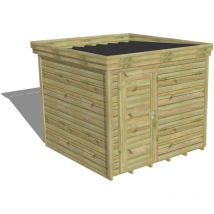 ABRI DE JARDIN bois Pin autoclave 27mm - 2,64x2,64m / 7m2 - Bac acier - Plancher bois