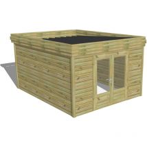 ABRI DE JARDIN bois Pin autoclave 27mm - 3,44x4,34m / 14,9m2 - Bac acier - Abri Français