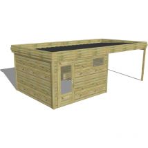 Abri de jardin bois Pin autoclave 27mm - 6,94x3,44m / 23,9m2 - Bac acier Abri Français
