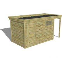 Abri de jardin bois Pin autoclave 27mm - 4,44x2,14m / 9,5m2 - Bac acier Abri Français