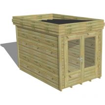 Abri de jardin bois Pin autoclave 27mm - 2,14x3,44m / 7,4m2 - Bac acier - Plancher bois