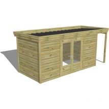 Abri de jardin bois Pin autoclave 27mm - 5,34x2,14m / 11,4m2 - Bac acier Abri Français