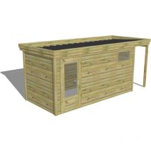 Abri de jardin bois Pin autoclave 27mm - 5,34x2,14m / 11,4m2 - Bac acier Abri Français
