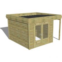 ABRI DE JARDIN bois Pin autoclave 27mm - 3,64x3,44m / 12,5m2 - Bac acier - Abri Français