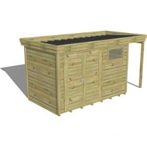 Abri de jardin bois Pin autoclave 27mm - 4,44x2,14m / 9,5m2 - Bac acier - Plancher bois