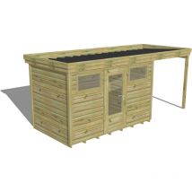 Abri de jardin bois Pin autoclave 27mm - 5,44x2,14m / 11,6m2 - Bac acier - Plancher bois