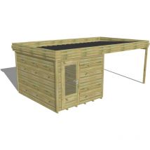 Abri de jardin bois Pin autoclave 27mm - 6,14x3,44m / 21,1m2 - Bac acier - Plancher bois