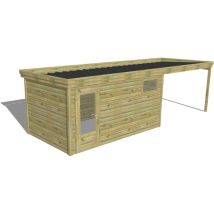 ABRI DE JARDIN bois Pin autoclave 27mm - 7,84x2,64m / 20,7m2 - Bac acier - Abri Français