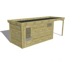Abri de jardin bois Pin autoclave 27mm - 6,34x2,14m / 13,6m2 - Bac acier Abri Français
