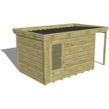 Abri de jardin bois Pin autoclave 27mm - 4,44x2,64m / 11,7m2 - Bac acier - Plancher bois