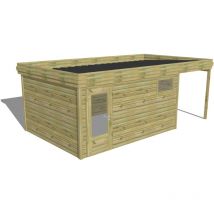 Abri de jardin bois Pin autoclave 27mm - 6,34x3,44m / 21,8m2 - Bac acier Abri Français