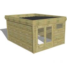 Abri de jardin bois Pin autoclave 27mm - 3,44x4,34m / 14,9m2 - Bac acier Abri Français