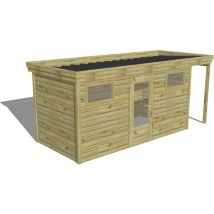 Abri Français - abri de jardin bois Pin autoclave 27mm - 5,34x2,14m / 11,4m2 - Bac acier
