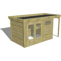 Abri Français - abri de jardin bois Pin autoclave 27mm - 4,44x2,14m / 9,5m2 - Bac acier