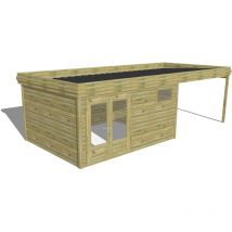 Abri Français - abri de jardin bois Pin autoclave 27mm - 7,84x3,44m / 27m2 - Bac acier