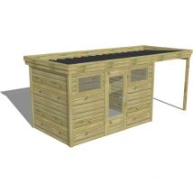 Abri Français - abri de jardin bois Pin autoclave 27mm - 5,44x2,14m / 11,6m2 - Bac acier