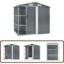 Vidaxl - Abri de jardin avec étagère Gris 205x130x183 cm Fer - Abri De Jardin - Abri De Rangement - Cabane De Jardin - Garage De Jardin - Outillage