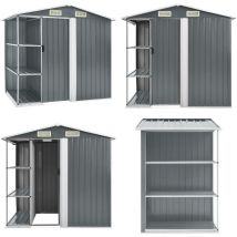 Vidaxl - Abri de jardin avec étagère Gris 205x130x183 cm Fer - Abri De Jardin - Abri De Rangement - Cabane De Jardin - Garage De Jardin - Outillage
