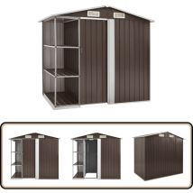 Abri de jardin avec étagère Marron 205x130x183 cm Fer - Abri De Jardin - Abri De Rangement - Abri Extérieur - Garden Shed - Cabane De Jardin