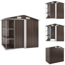 Abri de jardin avec étagère Marron 205x130x183 cm Fer - Abri De Jardin - Abri De Rangement - Abri Extérieur - Garden Shed - Cabane De Jardin