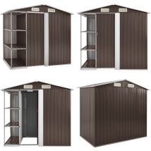 Abri de jardin avec étagère Marron 205x130x183 cm Fer - Abri De Jardin - Abri De Rangement - Abri Extérieur - Garden Shed - Cabane De Jardin - Home &