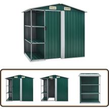 Abri de jardin avec étagère Vert 205x130x183 cm Fer - Abri De Jardin - Abri De Rangement - Cabane De Jardin - Rangement Extérieur - Outillage De