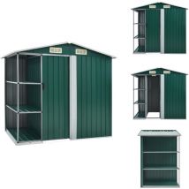 Abri de jardin avec étagère Vert 205x130x183 cm Fer - Abri De Jardin - Abri De Rangement - Cabane De Jardin - Rangement Extérieur - Outillage De