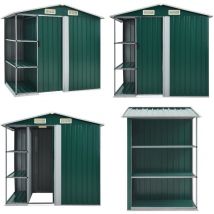 Vidaxl - Abri de jardin avec étagère Vert 205x130x183 cm Fer - Abri De Jardin - Abri De Rangement - Cabane De Jardin - Rangement Extérieur