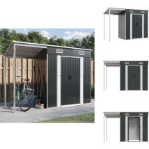 Abri de jardin avec toit prolongé anthracite 277x110,5x181 cm - Abri De Jardin - Abri Métallique - Rangement Extérieur - Stockage Jardin - Outillage