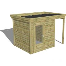 Abri Français - abri de jardin bois Pin autoclave 27mm - 3,14x2,14m / 6,7m2 - Bac acier