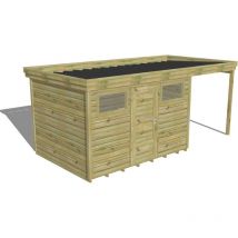 Abri Français - abri de jardin bois Pin autoclave 27mm - 5,44x2,64m / 14,4m2 - Bac acier - Plancher bois