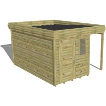 Abri Français - abri de jardin bois Pin autoclave 27mm - 3,14x4,34m / 13,6m2 - Bac acier - Plancher bois