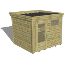 Abri Français - abri de jardin bois Pin autoclave 27mm - 2,64x2,64m / 7m2 - Bac acier - Plancher bois