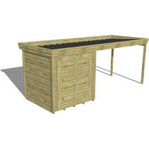 Abri Français - abri de jardin bois Pin autoclave 27mm - 5,64x2,14m / 12,1m2 - Bac acier - Plancher bois