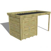 Abri Français - abri de jardin bois Pin autoclave 27mm - 4,14x2,14m / 8,9m2 - Bac acier - Plancher bois