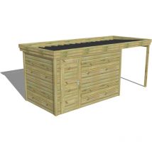 Abri Français - abri de jardin bois Pin autoclave 27mm - 5,44x2,14m / 11,6m2 - Bac acier
