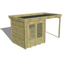 Abri Français - abri de jardin bois Pin autoclave 27mm - 4,14x2,14m / 8,9m2 - Bac acier - Plancher bois