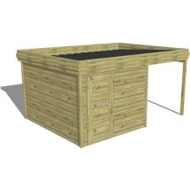 Abri Français - abri de jardin bois Pin autoclave 27mm - 4,64x3,44m / 16m2 - Bac acier