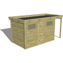 Abri Français - abri de jardin bois Pin autoclave 27mm - 4,44x2,14m / 9,5m2 - Bac acier