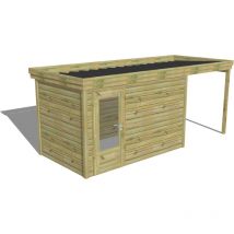 Abri Français - abri de jardin bois Pin autoclave 27mm - 5,44x2,14m / 11,6m2 - Bac acier