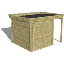 Abri Français - abri de jardin bois Pin autoclave 27mm - 3,14x2,64m / 8,3m2 - Bac acier