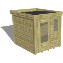 Abri Français - abri de jardin bois Pin autoclave 27mm - 2,14x2,64m / 5,7m2 - Bac acier - Plancher bois