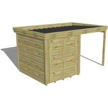 Abri Français - abri de jardin bois Pin autoclave 27mm - 4,14x2,64m / 10,9m2 - Bac acier - Plancher bois