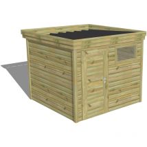 ABRI DE JARDIN bois Pin autoclave 27mm - 2,64x2,64m / 7m2 - Bac acier - Abri Français